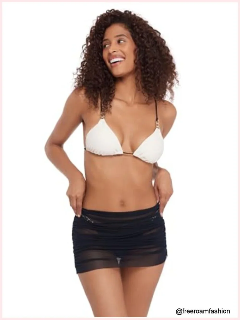 Ruched Mesh Coverup Mini Skirt Adjustable Swimwear